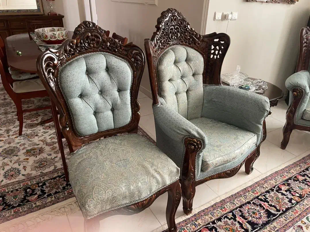 مبلمان استیل سلطنتی ۹ نفره ۲ رو منبت|مبلمان خانگی و میز عسلی|تهران, سید خندان (جلفا)|دیوار