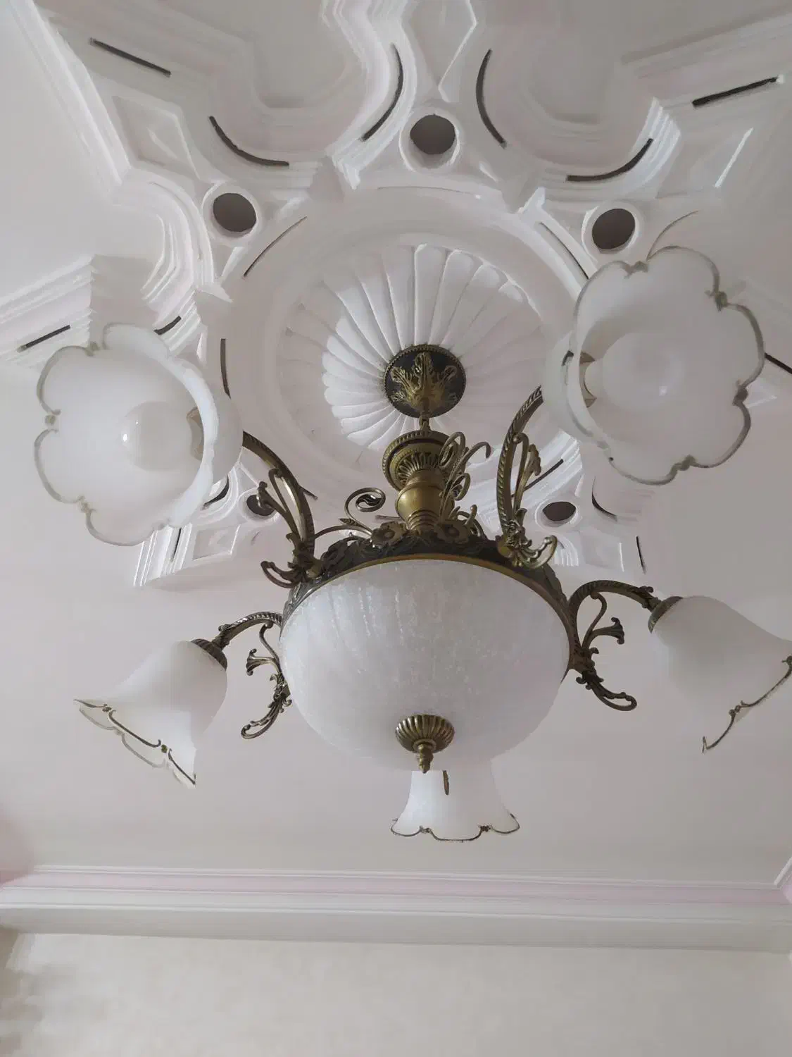 لوستر 5گل سالم سالم رنگ سفید|لوستر و چراغ آویز|رشت, یخسازی|دیوار