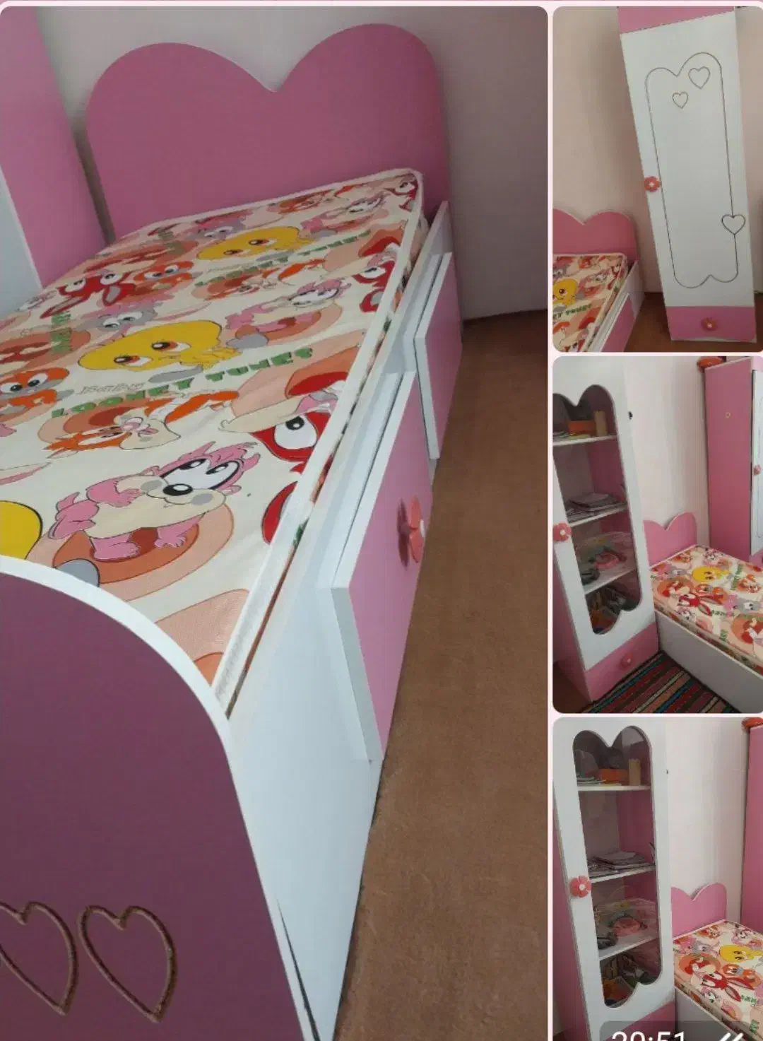 تخت نوجوان  و دوعد کمد|تخت و سرویس خواب|باخزر, |دیوار