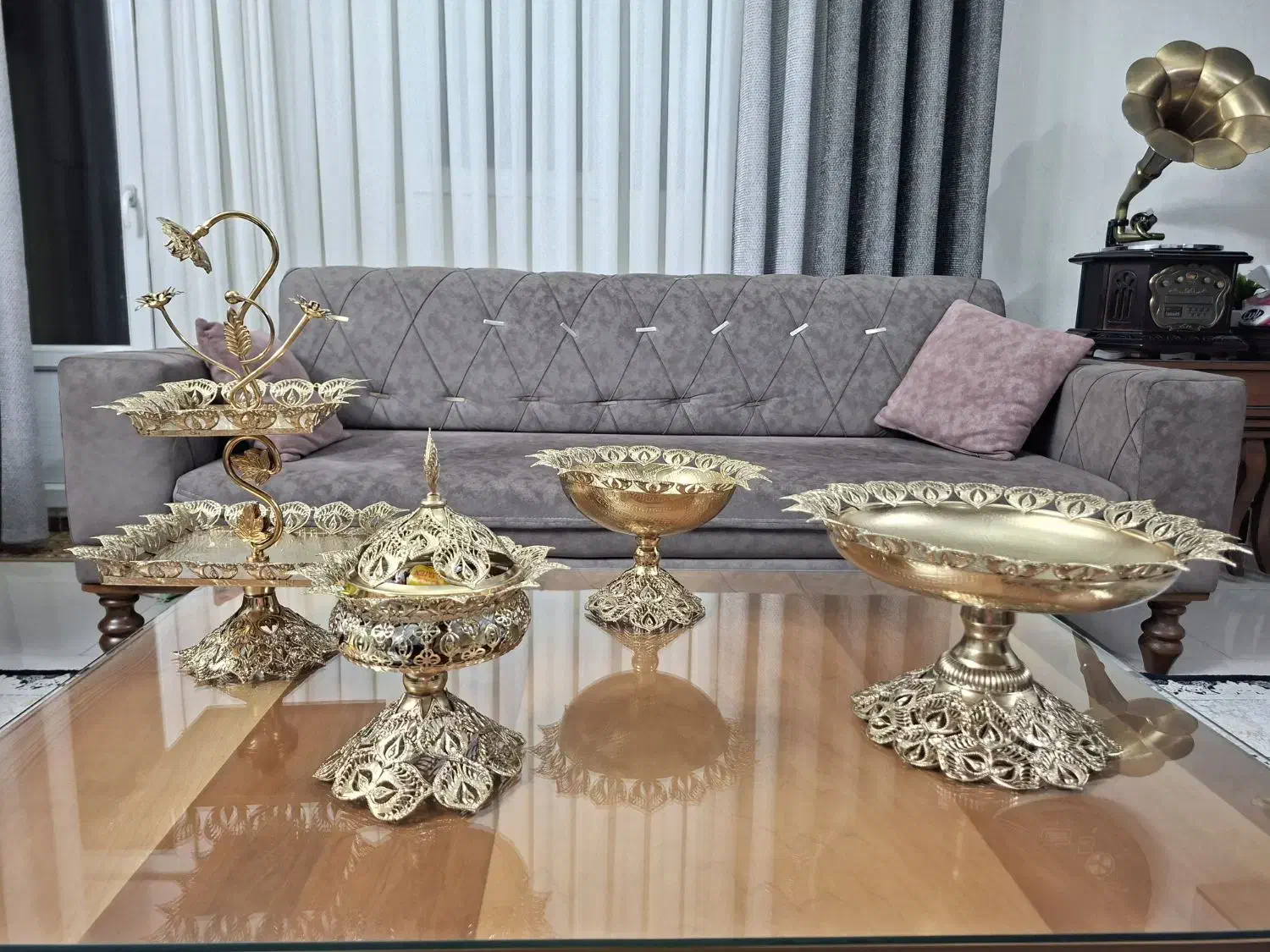 سرویس پذیرایی فلزی با روکش برنزی|ظروف سرو و پذیرایی|اسلامشهر, شهرک واوان|دیوار