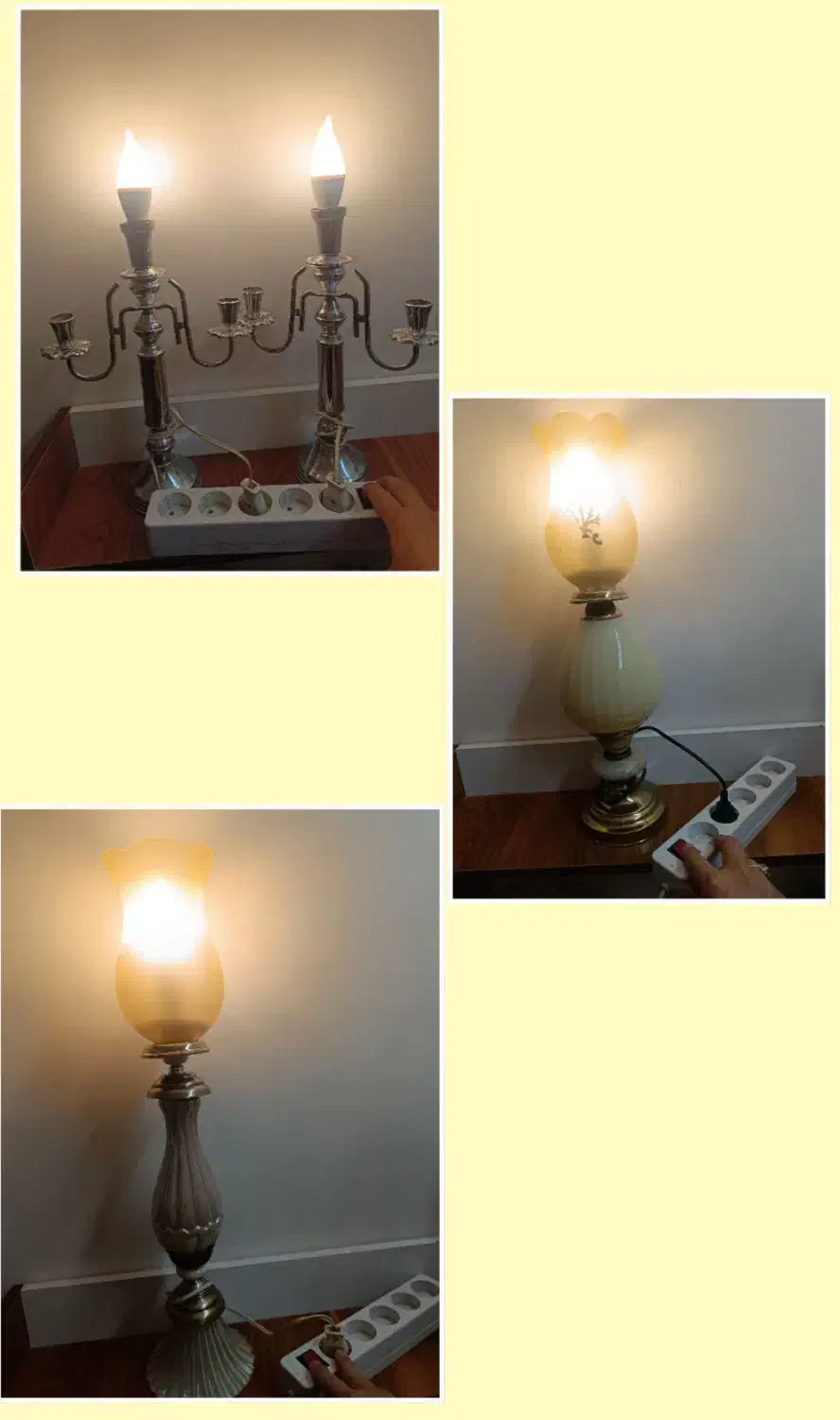 اباژور در سه مدل پایه فلزی یک جفت وپایه کریستال تک|چراغ خواب و آباژور|شهریار, شهرک نماز (دینار آباد)|دیوار