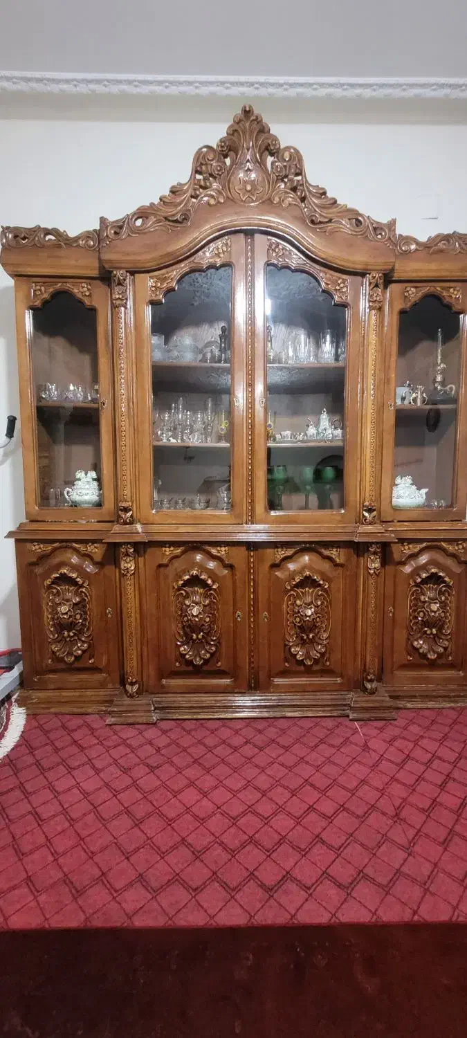 بوفه و ویترین دست ساز چوب گردو|بوفه، ویترین، کنسول|شیراز, تاچارا|دیوار