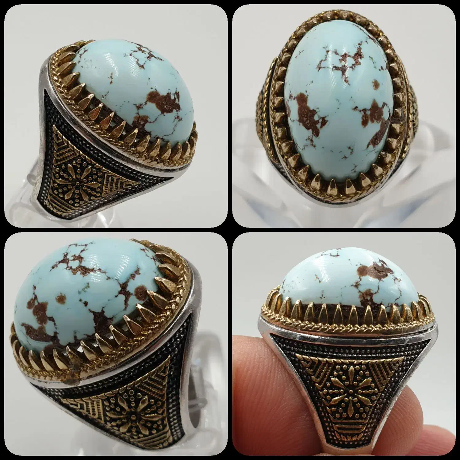 انگشتر فیروزه اصل نیشابور طبیعی کلکسیونی|جواهرات|خاوران, |دیوار