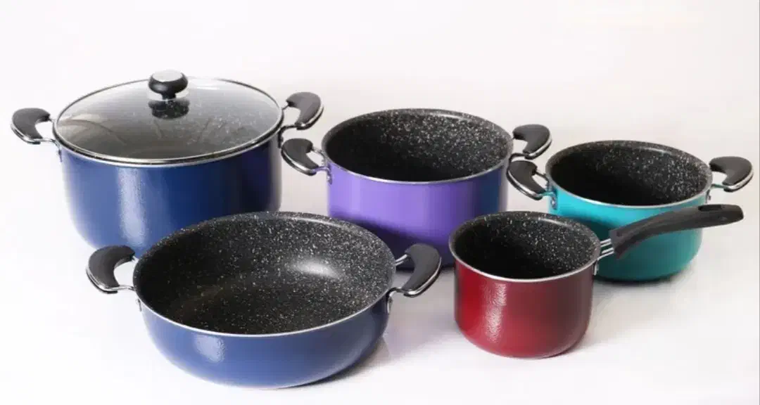 قابلمه ۲۰پارچه تفلون طرح گرانیت|ظروف پخت‌وپز|چالوس, |دیوار