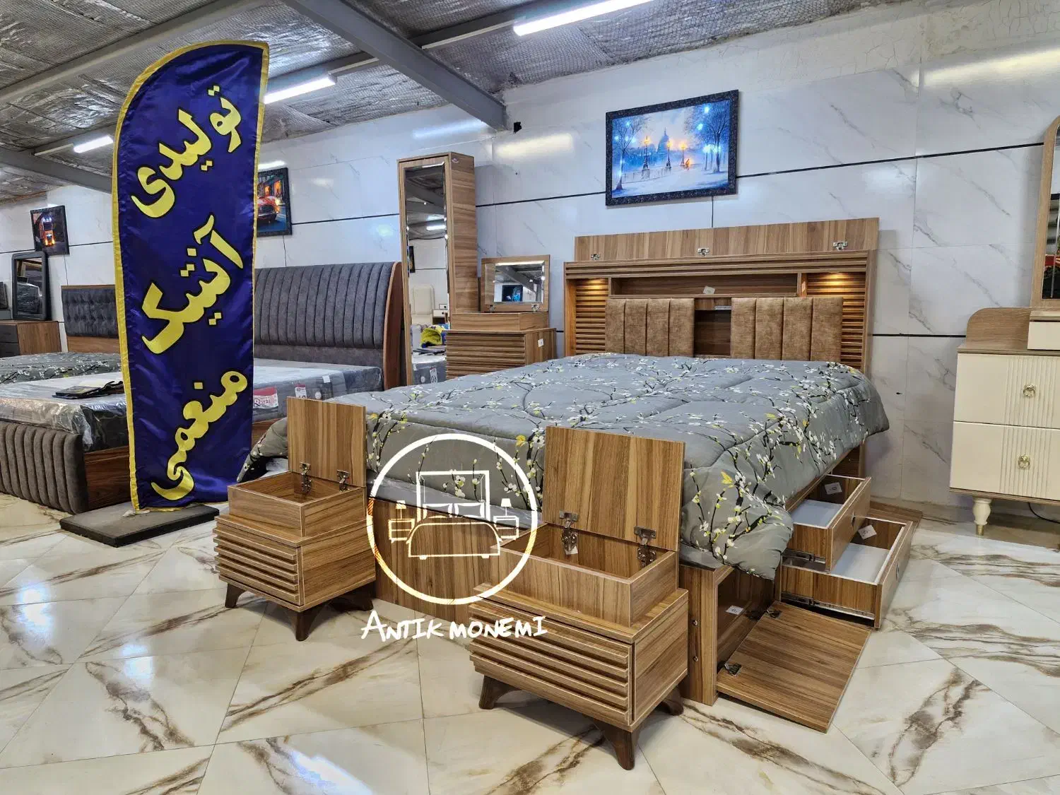 سرویس خواب دونفره کامل قهوه‌ای مدل 404|تخت و سرویس خواب|اصفهان, قهجاورستان|دیوار