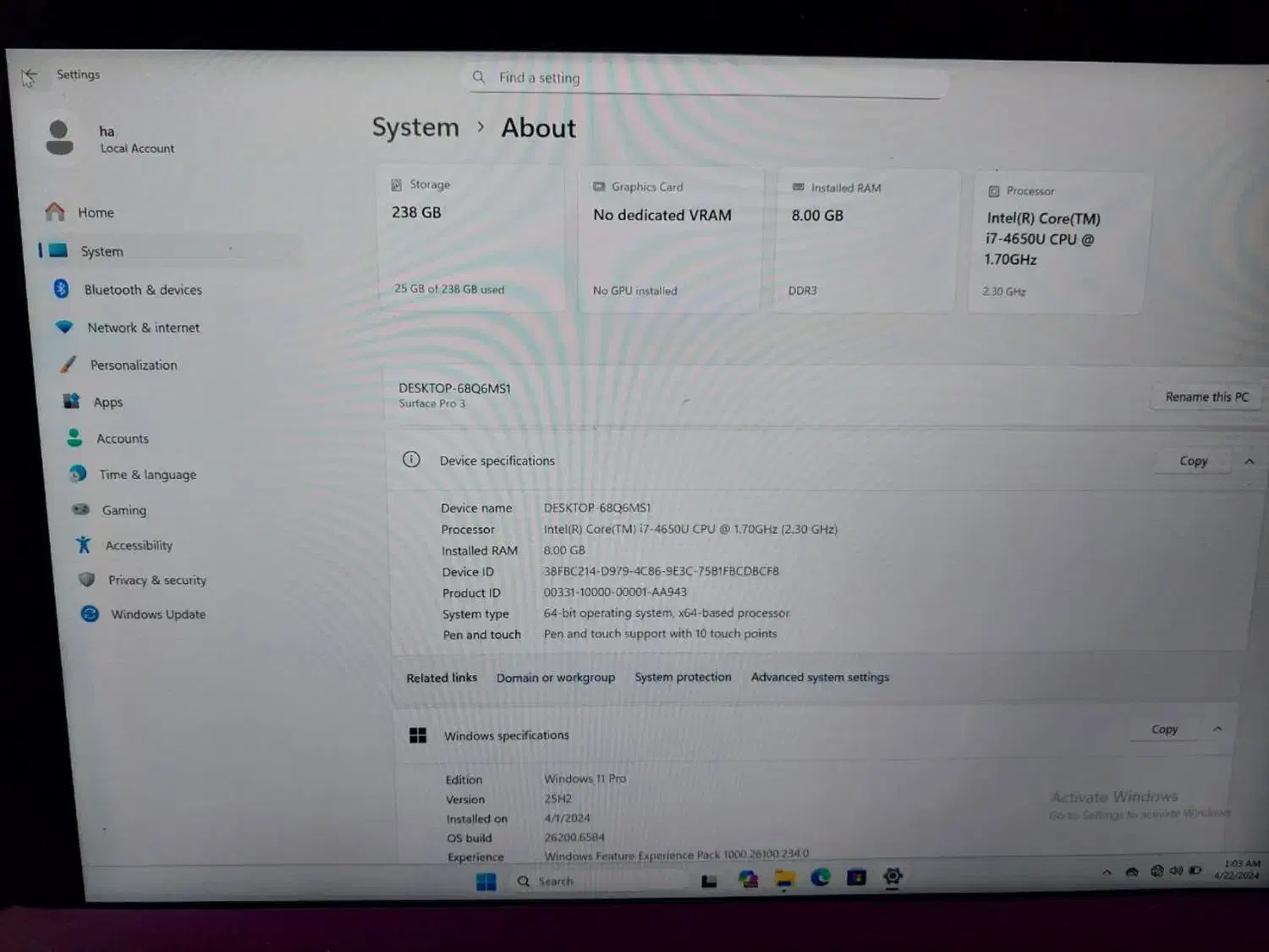 سرفیس i7 نسل ۴ در حد نو|رایانه همراه|تهران, تهرانسر شرقی|دیوار