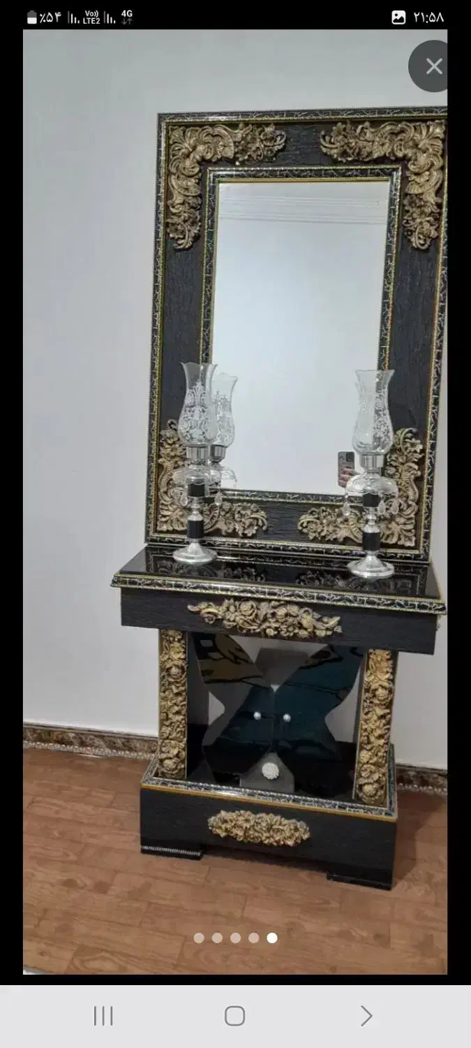 ایینه شمعدان قهوه ای سالم|آینه|ملارد, |دیوار