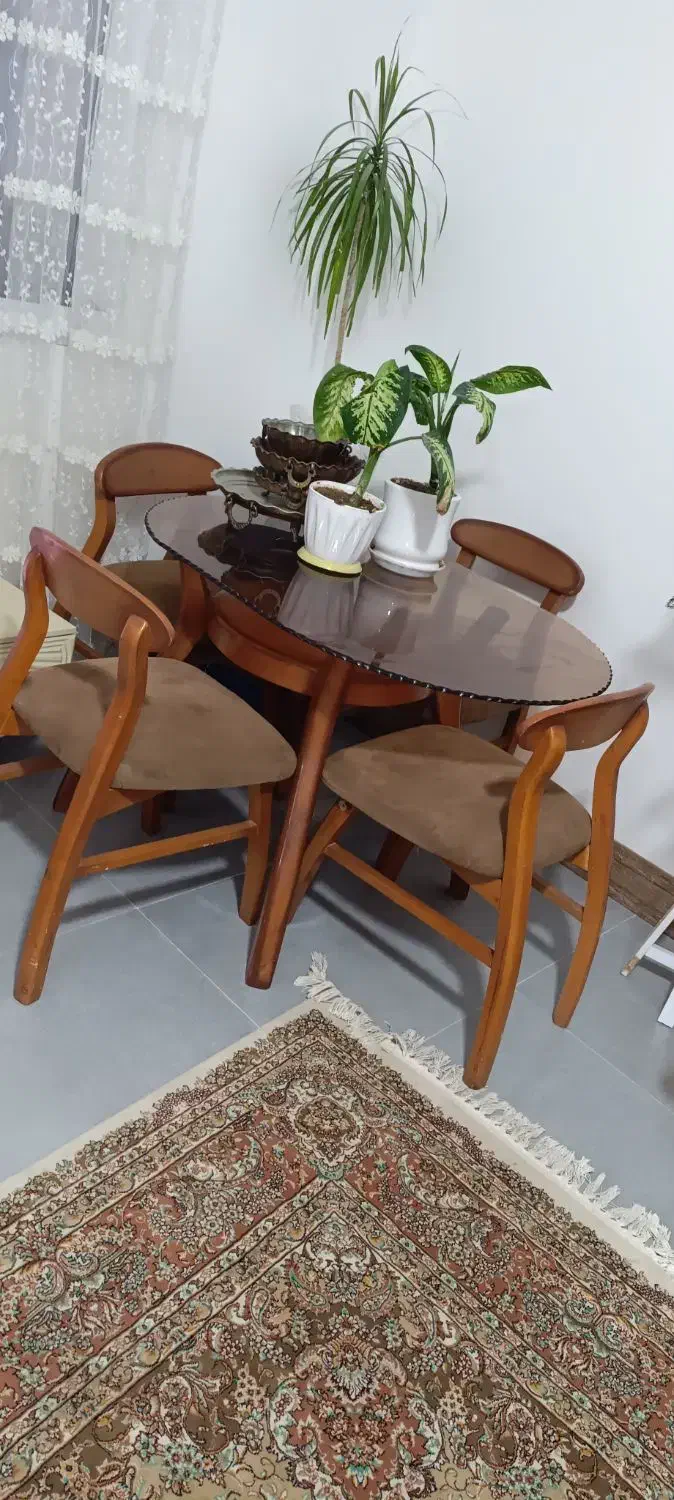 میز نهارخوری 4 نفره با صندلی های مبلی (چوب راش)|میز و صندلی غذاخوری|زرندیه, |دیوار