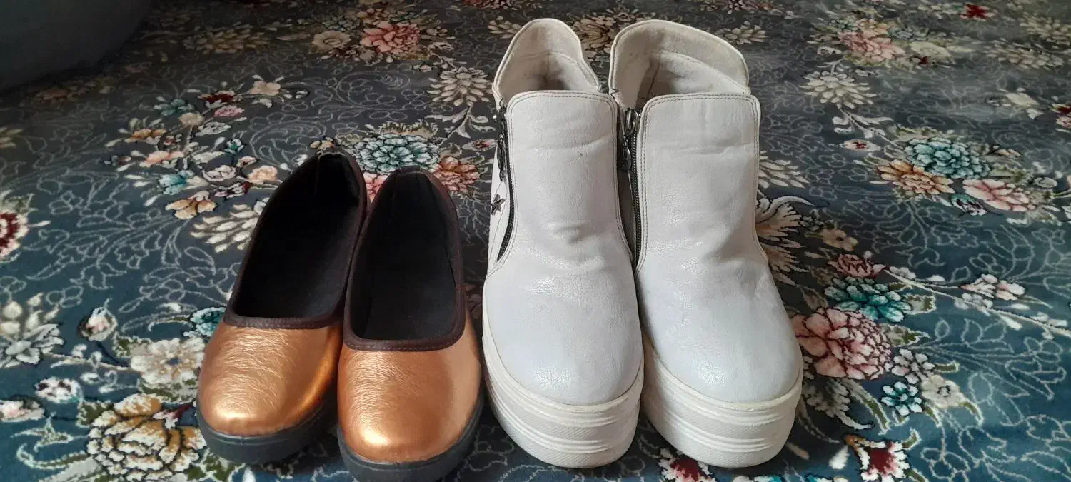 کفش نیم پوت سفید کار کرد چرم|کیف، کفش، کمربند|کاشان, الغدیر|دیوار