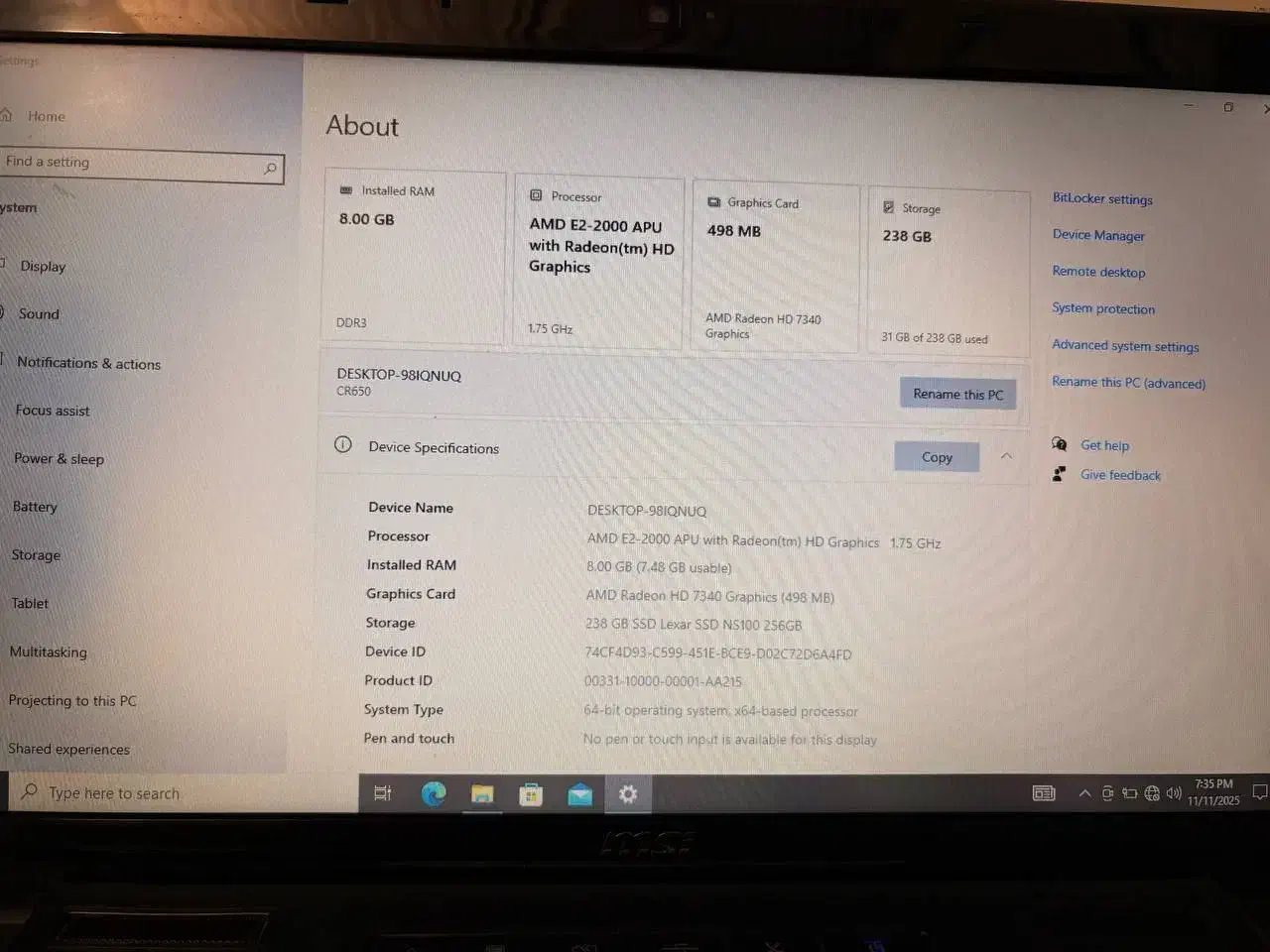 لپتاپ MSI مدل CR650 آماده کار|رایانه همراه|تهران, جنتآباد شمالی|دیوار