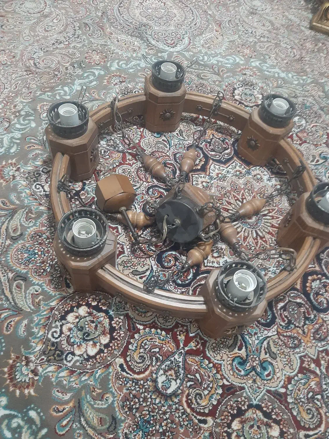 لوستر چوبی|لوستر و چراغ آویز|شهریار, شهرک بهاران (ویره)|دیوار