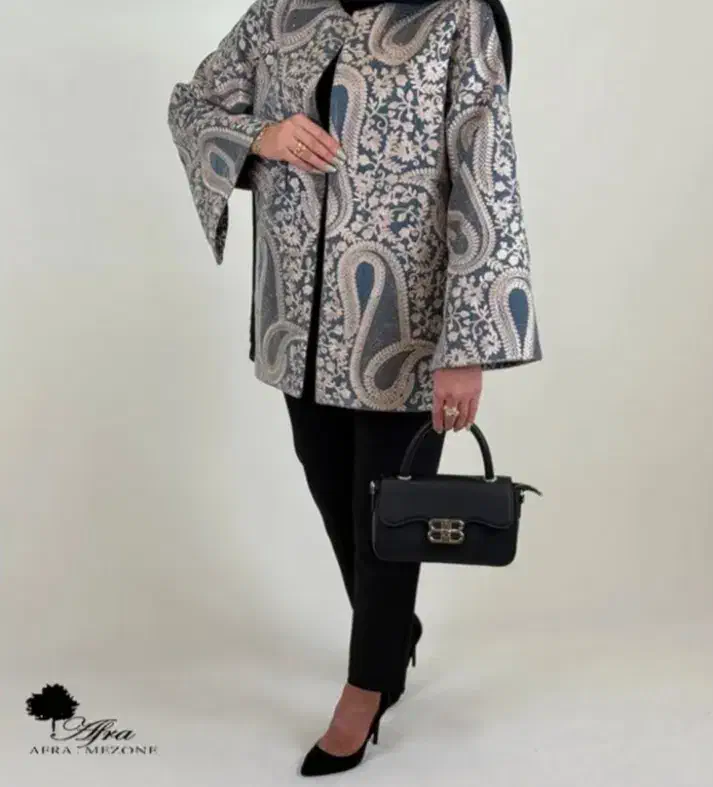 مانتو کتی مزونی مخمل ترمه دوزی مدل بته جقه|لباس|زنجان, |دیوار