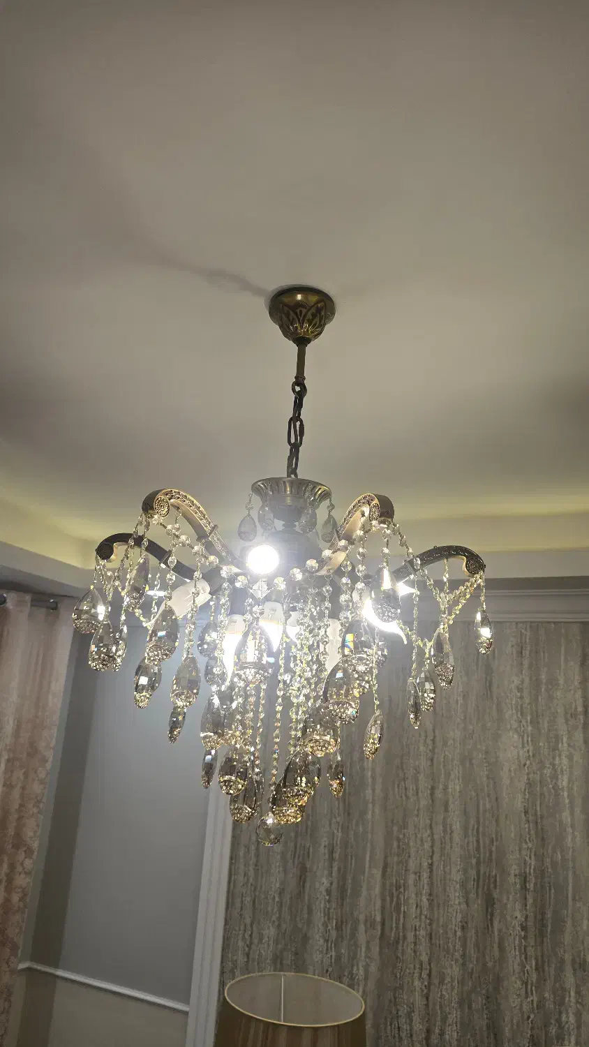 لوستر برنز کریستالی 8 شاخه  2 عدد|لوستر و چراغ آویز|تبریز, |دیوار