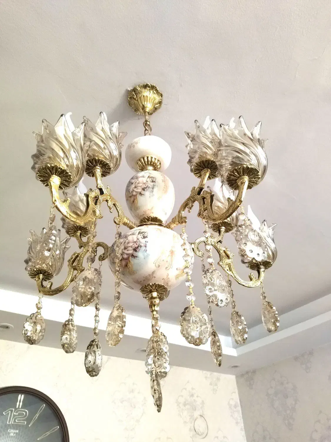 دو عدد لوستر برنز سرامیک ۱۰ شعله|لوستر و چراغ آویز|فردیس, شهرک ۱۱۰|دیوار