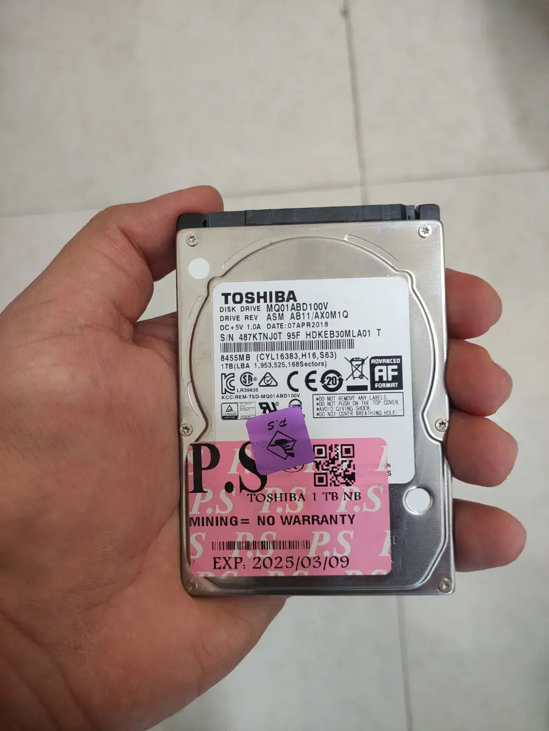 هارد ۱ ترابایت ۲.۵ اینچی توشیبا|قطعات و لوازم جانبی رایانه|پاکدشت, کبودگنبد|دیوار