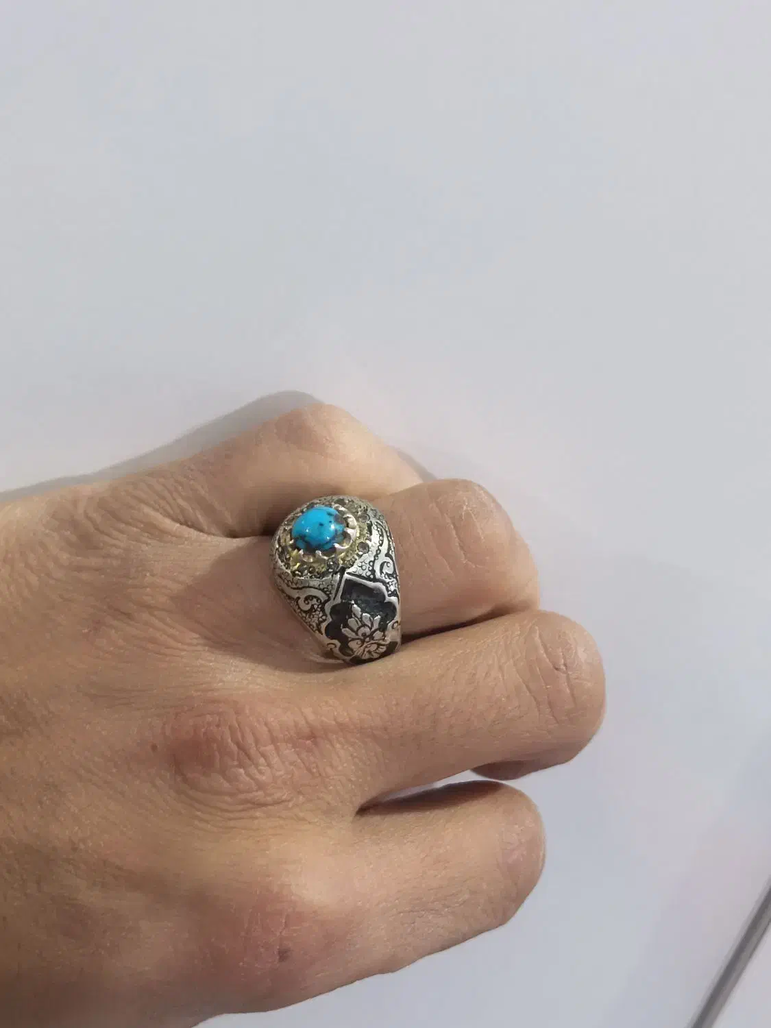 انگشتر فیروزه نیشابور رکاب نقره|جواهرات|کاشمر, |دیوار