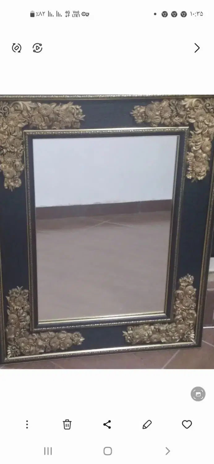 آینه دیواری با قاب چوبی|آینه|پیربازار, |دیوار