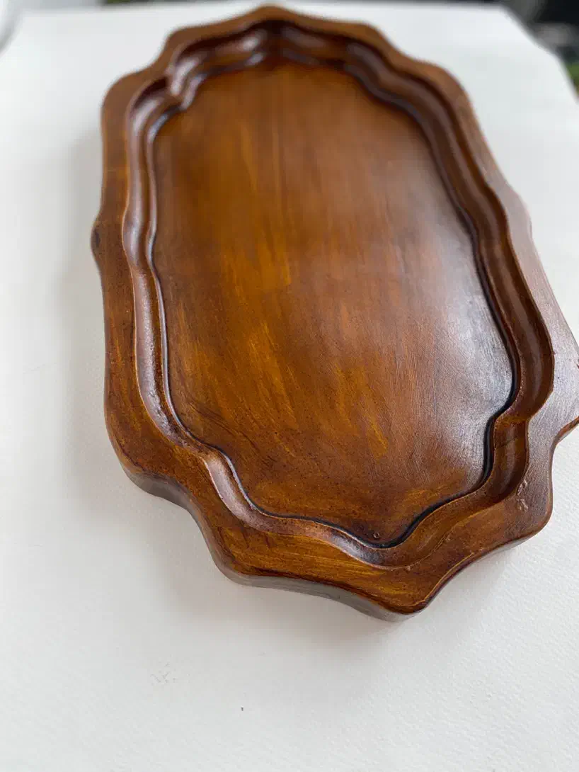 سینی دست ساز سنگ مصنوعی طرح چوب|ظروف سرو و پذیرایی|آستارا, |دیوار