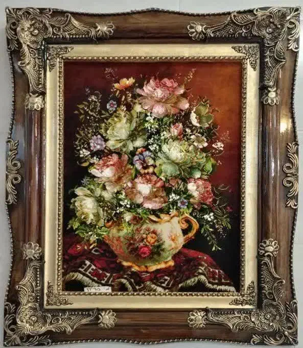 تابلوفرش گل و گلدان مجلسی|تابلو فرش|نائین, |دیوار