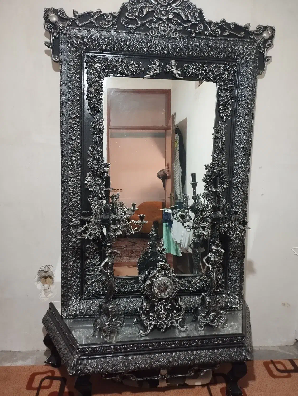 آینه و شمعدان و ساعت رومیزی (فروش فوری)|صنایع دستی و سایر لوازم تزئینی|شیروان (خراسان), |دیوار