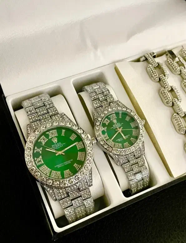 ست ساعت و اکسسوری رولکس فول نگین تقویم دار|ساعت|سنندج, |دیوار