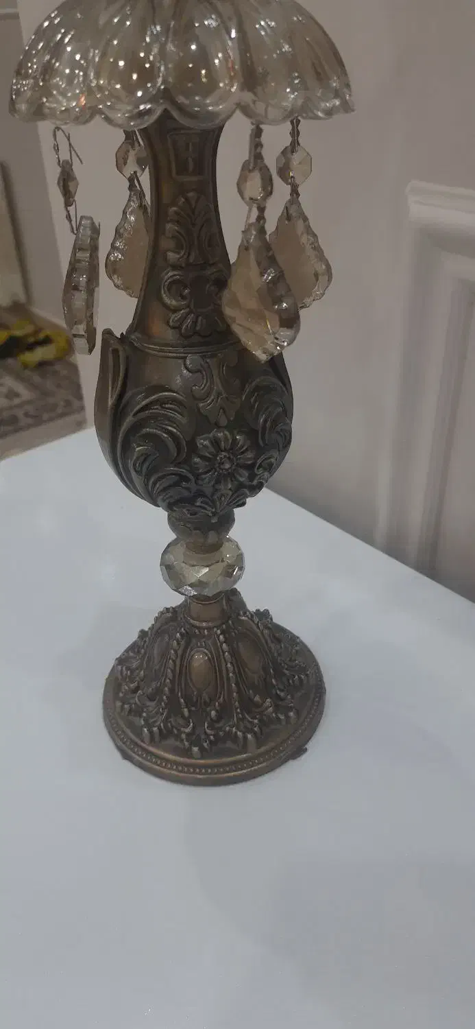 ۲ عدد شمعدان . رنگ شامپاینی . رنگ ثابت|لوستر و چراغ آویز|کرمانشاه, |دیوار