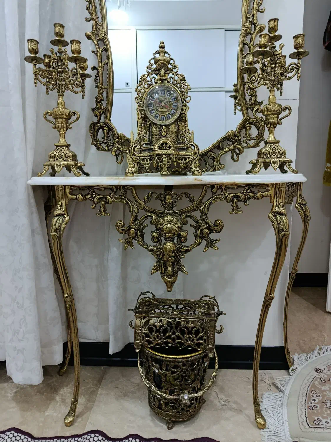 آینه شمعدان ساعت برنجی|آینه|تهران, هوانیروز|دیوار