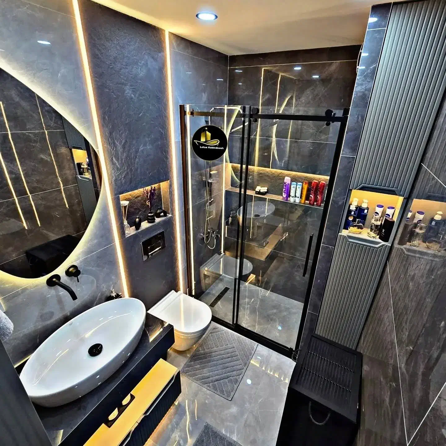 کابین دوش فریم لس ریلی با رنگ یراق مشکی|لوازم حمام|تهران, اوقاف|دیوار