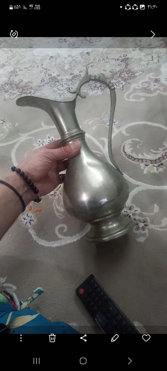 پارچ آب از جنس برنج ۱۰۲سال پیش عتیقه|کلکسیون اشیاء عتیقه|تهران, فلاح|دیوار