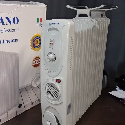 شوفاژ برقی/بخاری برقی/15پره فن دارBURANO ایتالیایی|بخاری، هیتر، شومینه|شیراز, شیخ روزبهان|دیوار