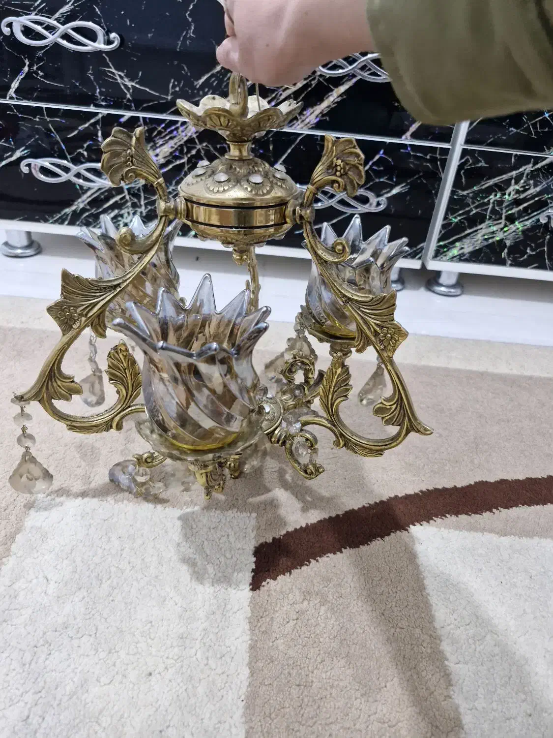 لوستر ۳شاخه اشپزخانه کاملا سالم اصلا استفاده نشده|لوستر و چراغ آویز|کرمانشاه, |دیوار