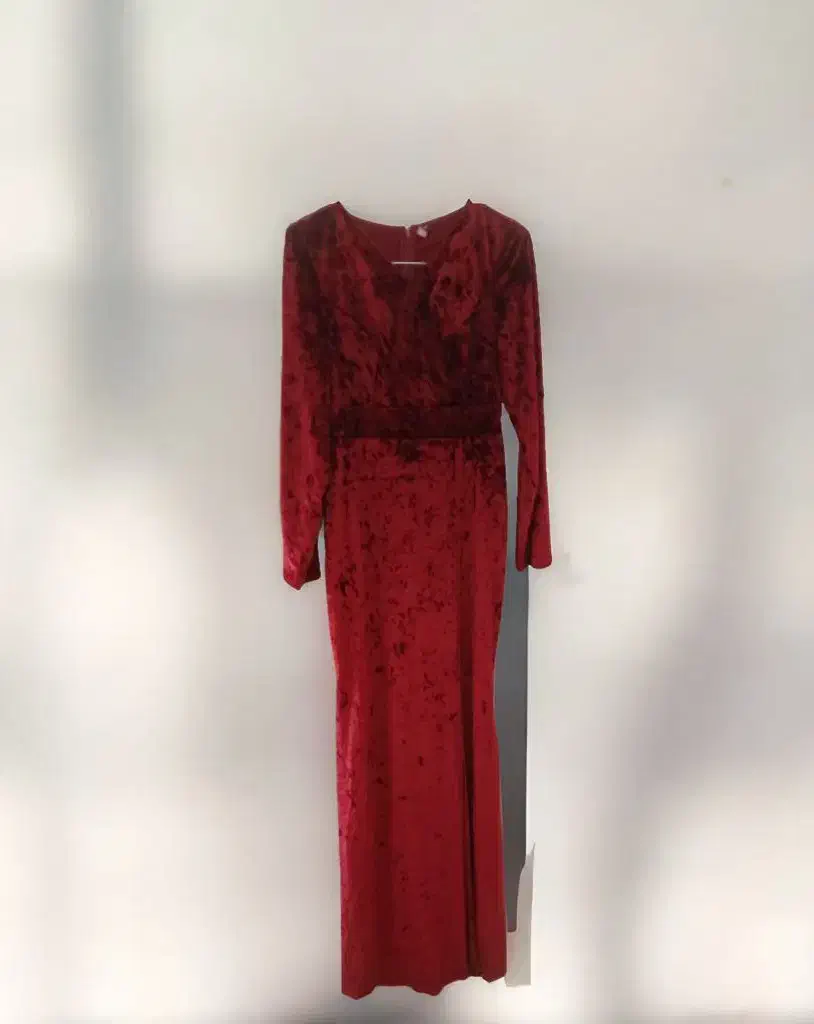 پیراهن مجلسی مخمل زرشکی|لباس|گناباد, |دیوار