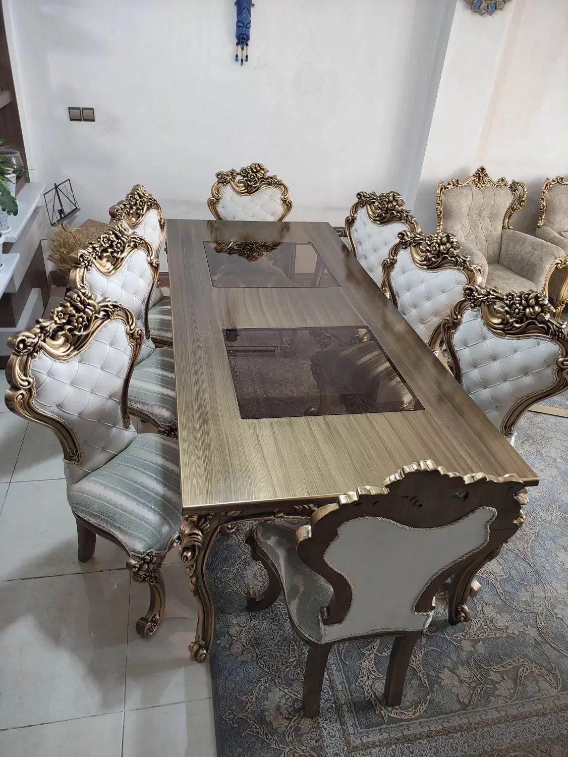 میز و صندلی ناهارخوری هشت نفره فولاد شهر|میز و صندلی غذاخوری|اصفهان, شفق|دیوار