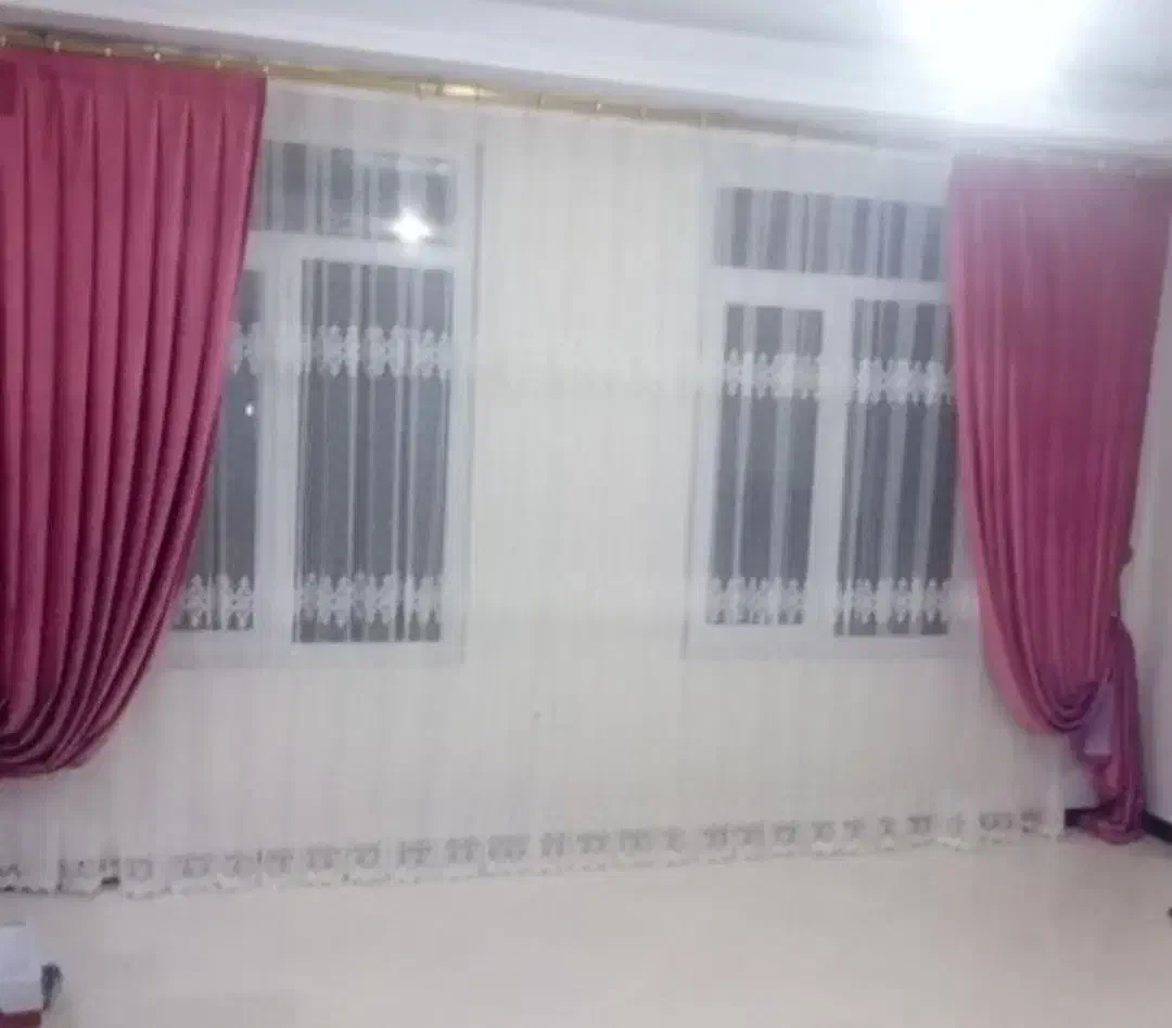 پرده حریر به همراه دو عدد والان مخمل|پرده، رانر، رومیزی|قدس, شهرک فرزان|دیوار