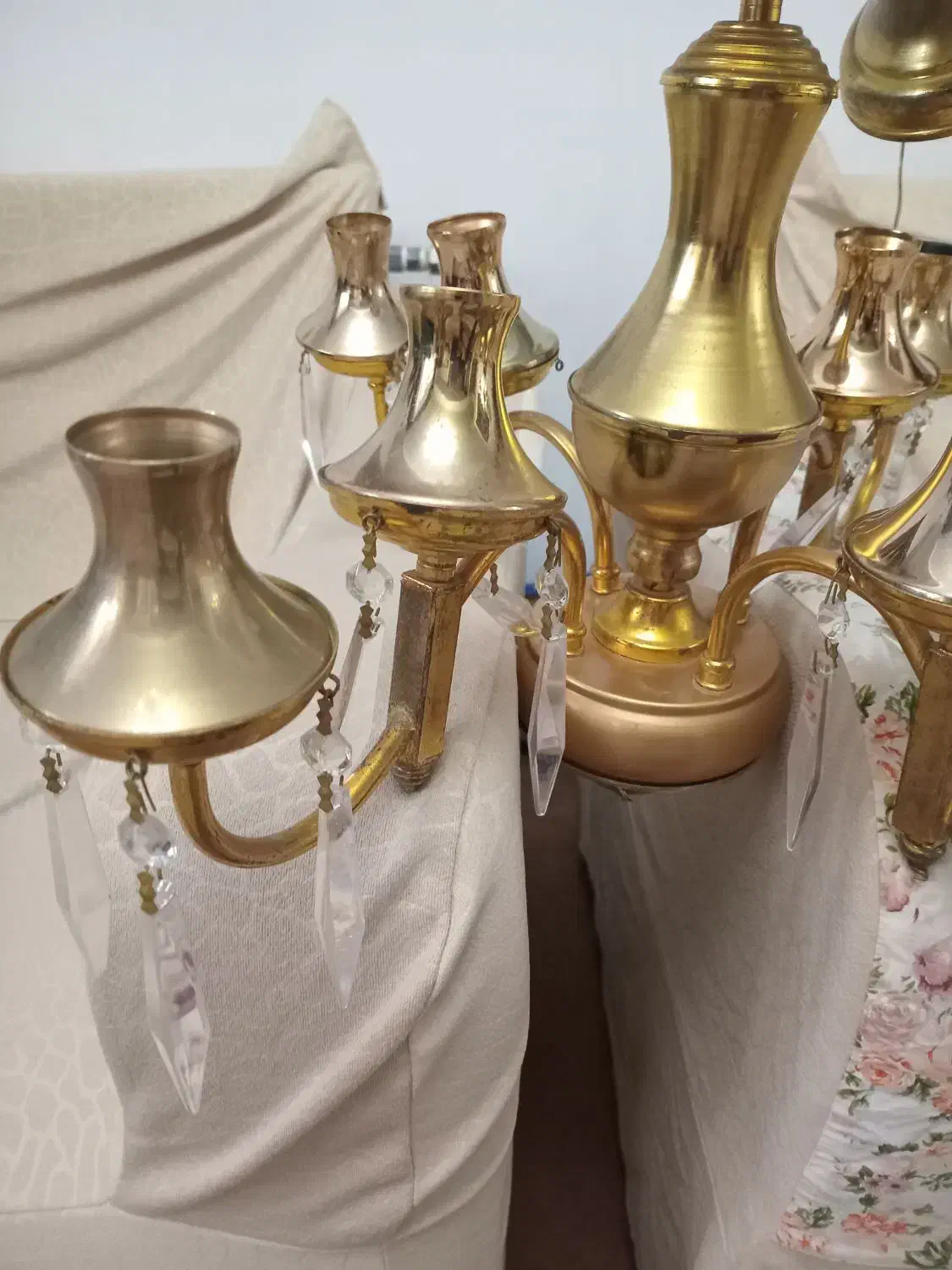 لوستر دو عددابکاری وکریستالی|لوستر و چراغ آویز|سهند, |دیوار