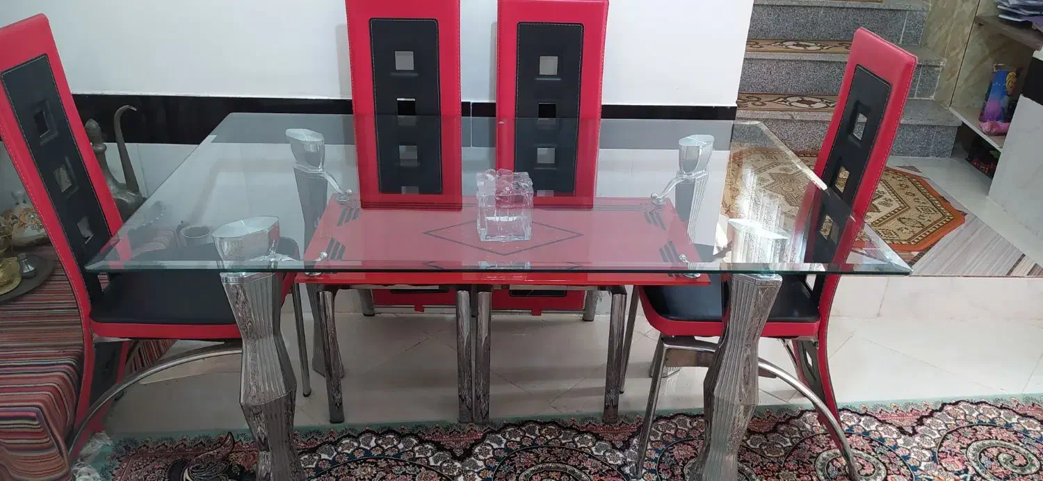 میزناهارخوری شیشه ای شش نفره|میز و صندلی غذاخوری|تکاب, |دیوار
