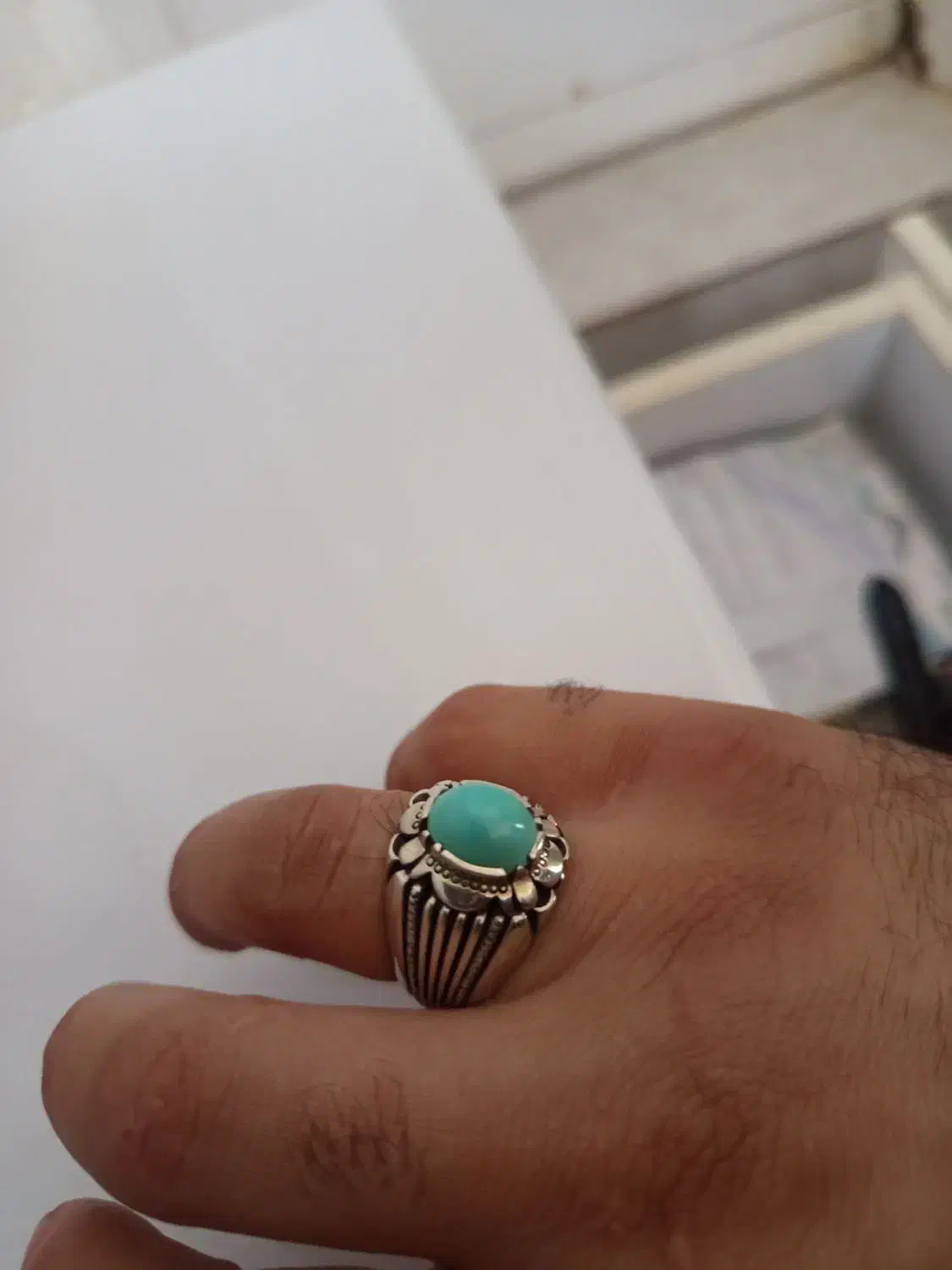 انگشتر فیروزه عجمی فاخر|جواهرات|آستانه اشرفیه, |دیوار