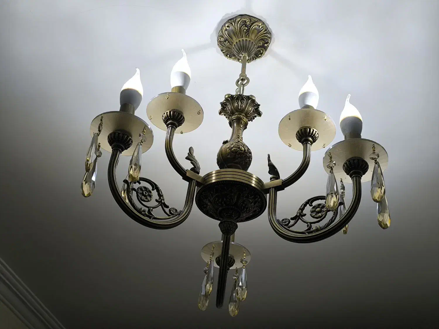 لوستر برنزی سه شاخه دوبل ۶ لامپی|لوستر و چراغ آویز|تهران, هاشمی|دیوار