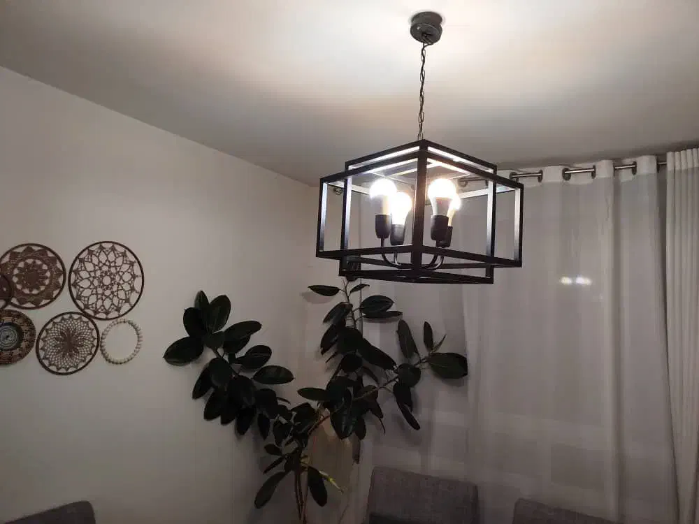 لوستر فلزی مشکی کوره ای|لوستر و چراغ آویز|پردیس, فاز ۱|دیوار