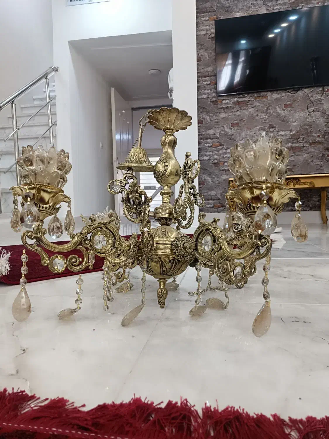 لوستر برنزی چهار شاخه طرح جدید|لوستر و چراغ آویز|سبزوار, توحیدشهر|دیوار