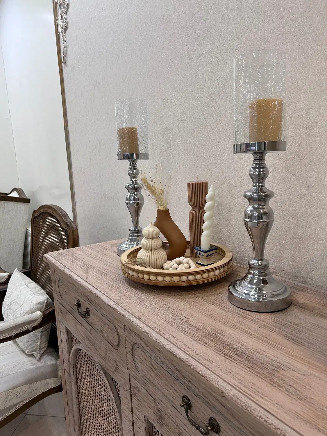 یک جفت شمعدان استیل بلند|صنایع دستی و سایر لوازم تزئینی|رباط‌کریم, رباط‌کریم|دیوار