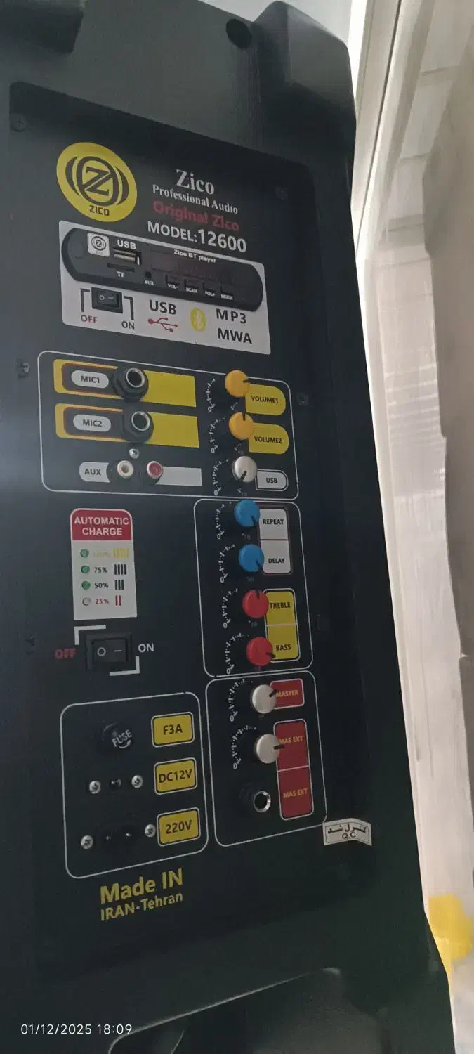 اکو همراه ۱۲ اینچ با همراه میکروفونی بیسیم|سیستم صوتی خانگی|شیراز, انجیره|دیوار