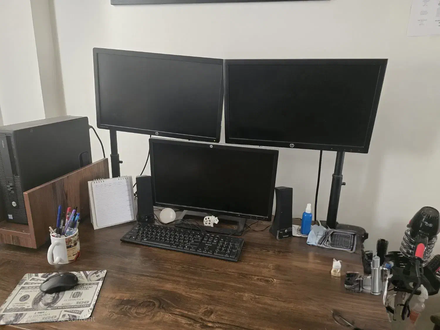 ست کامل کامپیوتر + ۳ مانیتور + پایه + کیبورد و موس|رایانه رومیزی|تهران, هروی|دیوار