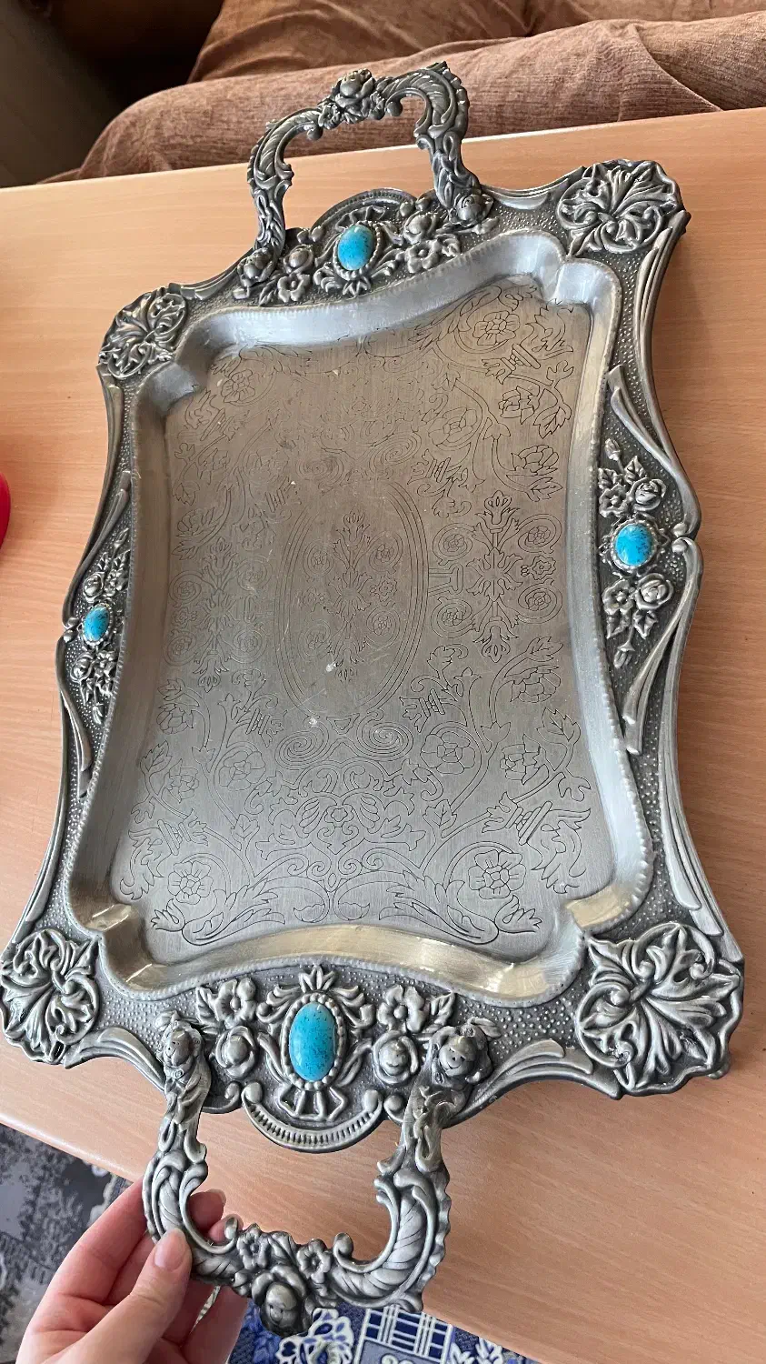 سینی مجلسی فیروزه دار|ظروف سرو و پذیرایی|زنجان, |دیوار