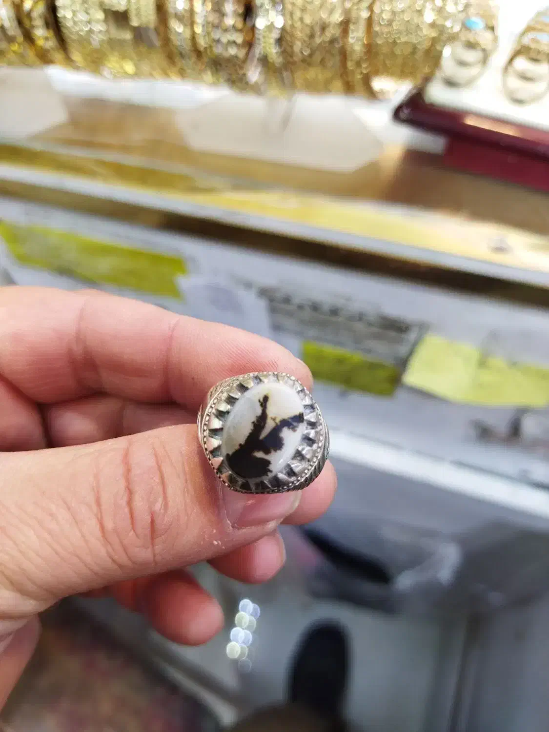 انگشتر نقره نگین شجر اصلی|جواهرات|مشهد, پایین خیابان|دیوار