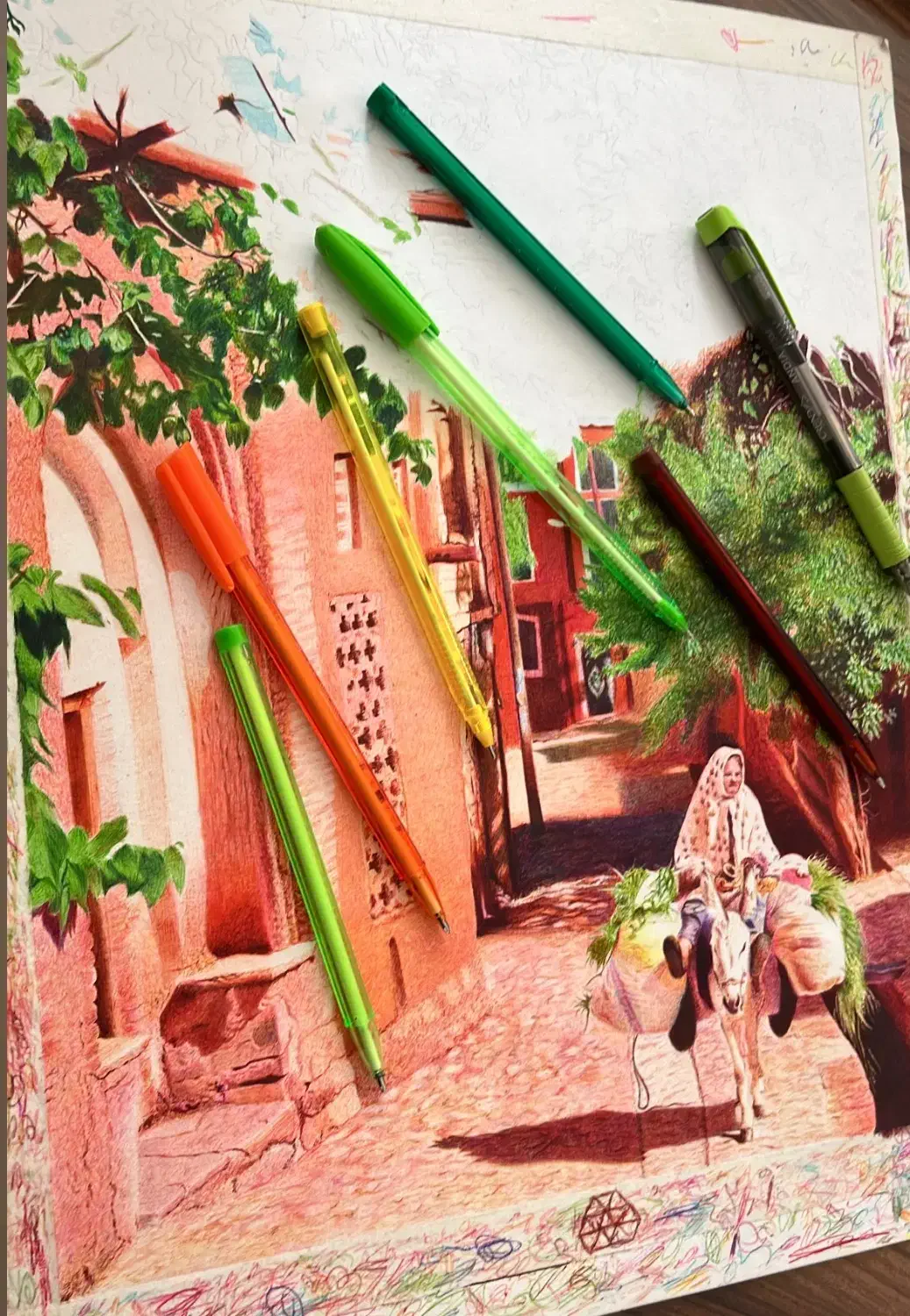 آموزش نقاشی با خودکار رنگی|خدمات آموزشی|یزد, |دیوار