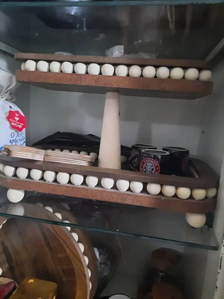 میوه خوری دوطبقه چوبی وسینی مدل گرد چوبی|ظروف سرو و پذیرایی|ری, ولی آباد|دیوار