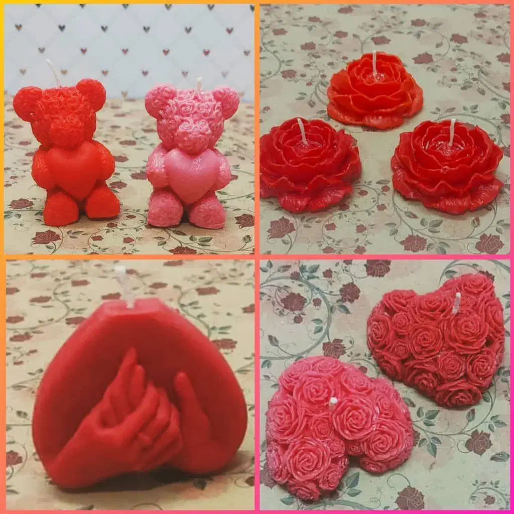 شمع تدی قلب دار،دستان عاشق،قلبی|صنایع دستی و سایر لوازم تزئینی|شیراز, دشت چنار|دیوار