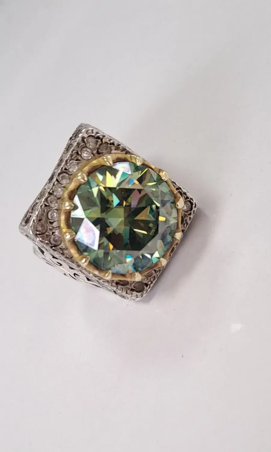 انگشتر دستساز کلکسیونی با نگین موزانایت روسی|جواهرات|اردبیل, |دیوار