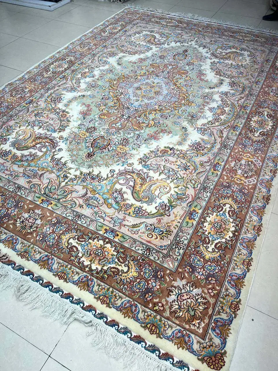 فرش 9متر درحدنو چله وگل ابریشم موج مهردستباف اقساط|فرش|کرج, حصار|دیوار